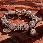 Sterling Silver My Lord, My Glory Bamboo Chain Charms Bracelet Set With Enamel In Rose Gold Plated (Includes bracelet and all charms shown)