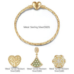 Sterling Silver Festival Tree Charms Bracelet Set With Enamel In 14K Gold Plated (Includes bracelet and all charms shown)