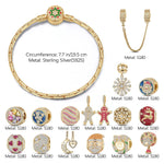 Limited Flash Sale - Sterling Silver Winter Wonderland Wishes Charms Bracelet Set With Enamel In 14K Gold Plated (Includes bracelet and all charms shown)