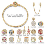 Sterling Silver Winter Wonderland Wishes Charms Bracelet Set With Enamel In 14K Gold Plated - Exclusive Christmas Gift Box