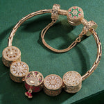Sterling Silver Snowflake Wonderland Charms Bracelet Set In 14K Gold Plated