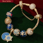 Sterling Silver Snowflake Dreams Charms Bracelet Set With Enamel In 14K Gold Plated