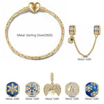 Sterling Silver Arctic Dreams Charms Bracelet Set With Enamel In 14K Gold Plated (Includes bracelet and all charms shown)