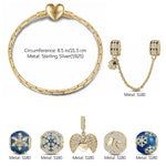 Sterling Silver Arctic Dreams Charms Bracelet Set With Enamel In 14K Gold Plated (Includes bracelet and all charms shown)