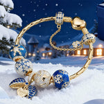 Sterling Silver Arctic Dreams Charms Bracelet Set With Enamel In 14K Gold Plated (Includes bracelet and all charms shown)