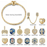 Flash Sale: Sterling Silver Snow Queen's Benediction Charms Bracelet Set With Enamel In 14K Gold Plated (Includes bracelet and all charms shown)
