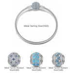 Sterling Silver Lucky Aura Charms Bracelet Set With Enamel In White Gold Plated (Includes bracelet and all charms shown)