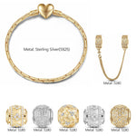 Sterling Silver May You Bloom Abundantly Charms Bracelet Set In 14K Gold Plated (Includes bracelet and all charms shown)