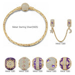 Sterling Silver Fate's Favor Charms Bracelet Set With Enamel In 14K Gold Plated (Includes bracelet and all charms shown)