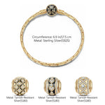 Sterling Silver Devoted Commitment Charms Bracelet Set With Enamel In 14K Gold Plated