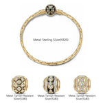 Sterling Silver Devoted Commitment Charms Bracelet Set With Enamel In 14K Gold Plated (Includes bracelet and all charms shown)