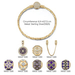 Sterling Silver Lucky Clover Charms Bracelet Set With Enamel In 14K Gold Plated