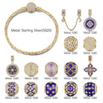 [💥As @mygreatchallenge's Pick] Sterling Silver Violet Dreamland Charms Bracelet Set With Enamel In 14K Gold Plated (Includes bracelet and all charms shown)