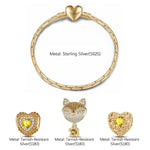 Sterling Silver November Birthstone Embrace the Love Animals Charms Bracelet Set In 14K Gold Plated - Heartful Hugs Collection (Includes bracelet and all charms shown)