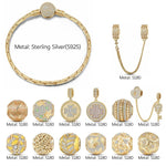 [💥As @evy_onelove's Pick] Sterling Silver Autumn in Tuscany Bamboo Chain Charms Bracelet Set With Enamel In 14K Gold Plated (Includes bracelet and all charms shown)