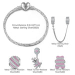 Sterling Silver Cute Adventure Bear Animals Charms Bracelet Set In White Gold Plated
