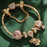 Sterling Silver Blessings and Delight Animals Charms Bracelet Set In 14K Gold Plated (Includes bracelet and all charms shown)