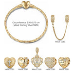 Sterling Silver Lucky to Have You Charms Bracelet Set In 14K Gold Plated