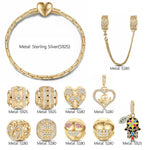 Sterling Silver Good Luck and Laugh Charms Bracelet Set With Enamel In 14K Gold Plated (Includes bracelet and all charms shown)