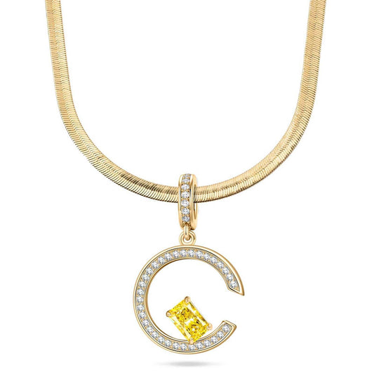 gona- Sterling Silver Skylight Sparkle Charms Necklace Set In 14K Gold Plated