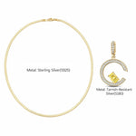 Sterling Silver Skylight Sparkle Charms Necklace Set In 14K Gold Plated