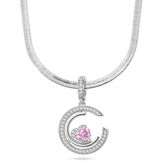 gon- Sterling Silver Serene Serenade Charms Necklace Set In White Gold Plated