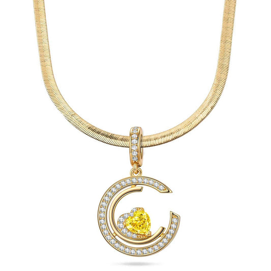 gon- Sterling Silver Serene Serenade Charms Necklace Set In 14K Gold Plated