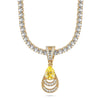 Sterling Silver Tennis Chain Mermaid's Tear Charms Necklace Set In 14K Gold Plated