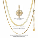 Sterling Silver Layered Necklaces Set: Flat Snake Chain and Twisted Rope Chain with Sacred Overflow Charm Necklace Set In 14K Gold Plated