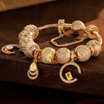 Sterling Silver Luminous Manhattan Charms Bracelet Set In 14K Gold Plated (Includes bracelet and all charms shown)