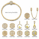 Sterling Silver Luminous Manhattan Charms Bracelet Set In 14K Gold Plated (Includes bracelet and all charms shown)