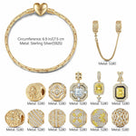 Sterling Silver Artistic Whispers Charms Bracelet Set In 14K Gold Plated