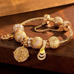 Sterling Silver Artistic Horizon Charms Bracelet Set In 14K Gold Plated (Includes bracelet and all charms shown)