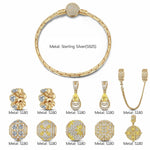 Sterling Silver Artistic Horizon Charms Bracelet Set In 14K Gold Plated (Includes bracelet and all charms shown)
