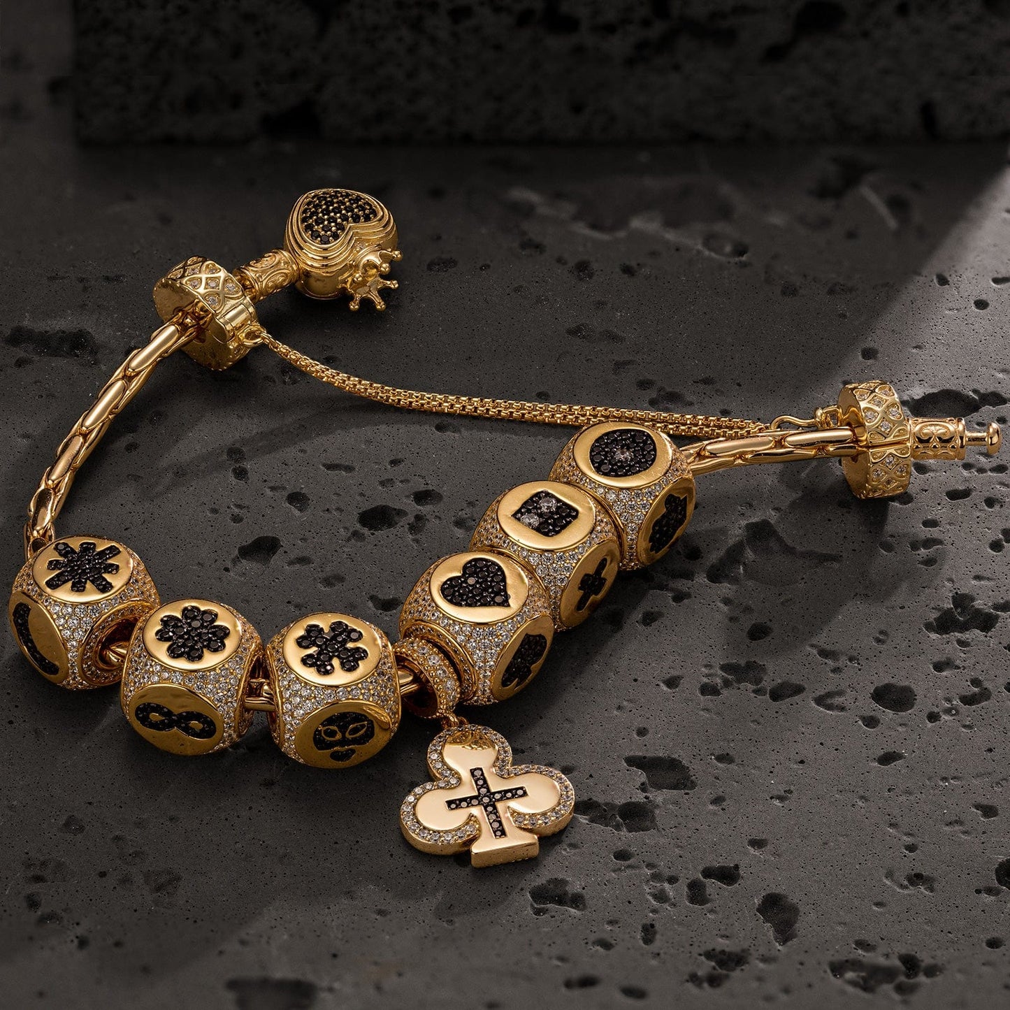 Sterling Silver Cross of Destiny Charms Bracelet Set In 14K Gold Plated