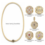 Sterling Silver Luck and Protection Charms Necklace Set In 14K Gold Plated