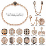 Sterling Silver Heartfelt Wishes Charms Bracelet Set With Enamel In Rose Gold Plated