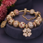 Sterling Silver Heart's Desire Charms Bracelet Set In 14K Gold Plated (Includes bracelet and all charms shown)