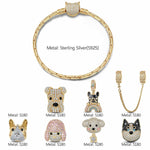 Enchanting Canines Sterling Silver Dogs Charms Bracelet Set With Enamel In 14K Gold Plated (Includes bracelet and all charms shown)