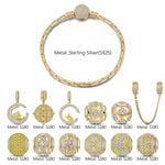 Sterling Silver Rooftop Soiree Charms Bracelet Set In 14K Gold Plated (Includes bracelet and all charms shown)