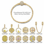 Sterling Silver Rooftop Soiree Charms Bracelet Set In 14K Gold Plated (Includes bracelet and all charms shown)