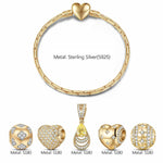 Sterling Silver Starlit Drops Charms Bracelet Set In 14K Gold Plated (Includes bracelet and all charms shown)