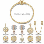 Sterling Silver Infinite Blessings Charms Bracelet Set, Featuring Dual Plating in 14K Gold and White Gold (Includes bracelet and all charms shown)