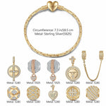 Sterling Silver Infinite Blessings Charms Bracelet Set, Featuring Dual Plating in 14K Gold and White Gold (Includes bracelet and all charms shown)