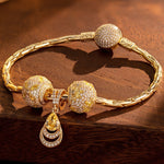 Sterling Silver Opulent Grace Charms Bracelet Set In 14K Gold Plated