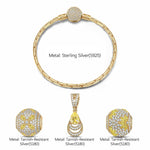 Sterling Silver Opulent Grace Charms Bracelet Set In 14K Gold Plated (Includes bracelet and all charms shown)