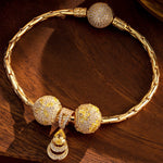 Sterling Silver Opulent Grace Charms Bracelet Set In 14K Gold Plated (Includes bracelet and all charms shown)