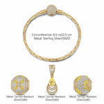 Sterling Silver Opulent Grace Charms Bracelet Set In 14K Gold Plated (Includes bracelet and all charms shown)