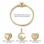 Sterling Silver Gleaming Affection Charms Bracelet Set In 14K Gold Plated