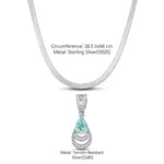 Sterling Silver Flat Snake Chain Mermaid's Tear Charms Necklace Set In White Gold Plated